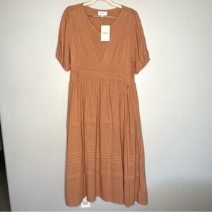 NWT Böhme Tiered Midi‎ Dress XL Terra Cotta